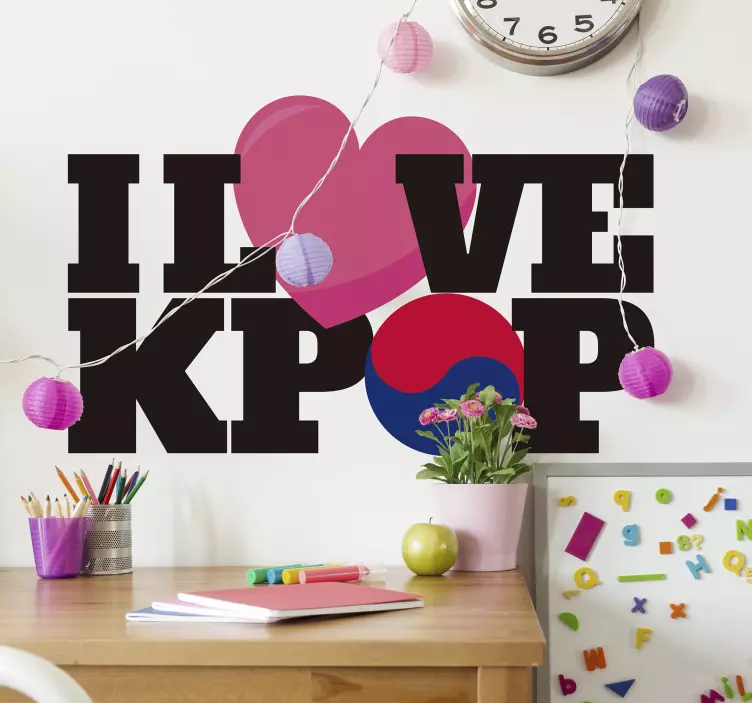 J'aime kpop musique sticker mural - TenStickers