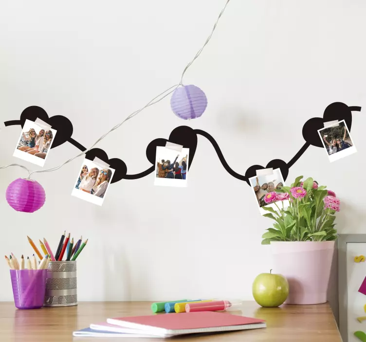 Sticker amour affichage photo de la chaîne du coeur - TenStickers