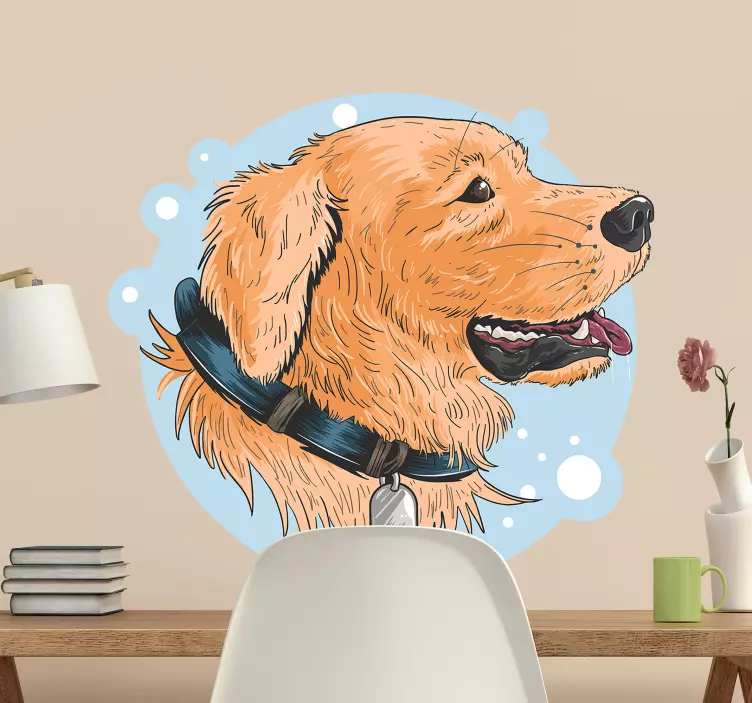 Sticker animal de compagnie heureux golden retriever - TenStickers