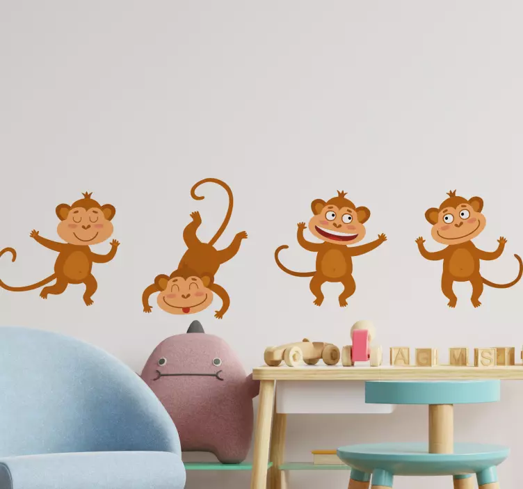 Sticker animal de compagnie singes malicieux - TenStickers