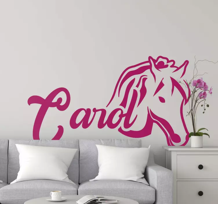 Sticker Animal Cheval avec nom personnalisé - TenStickers
