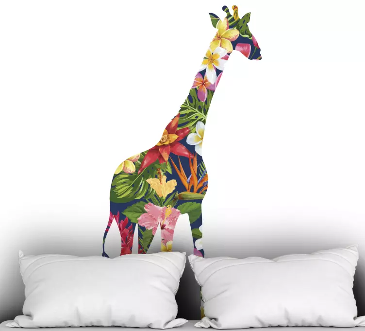 Sticker Animal Jungle Girafe florale - TenStickers