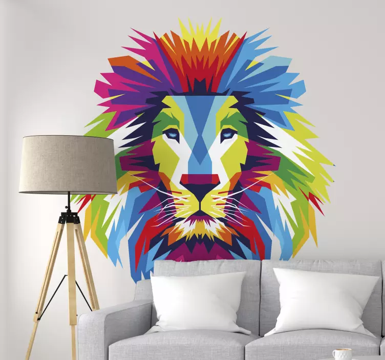 Sticker Animal Jungle Tête de lion multicolore - TenStickers