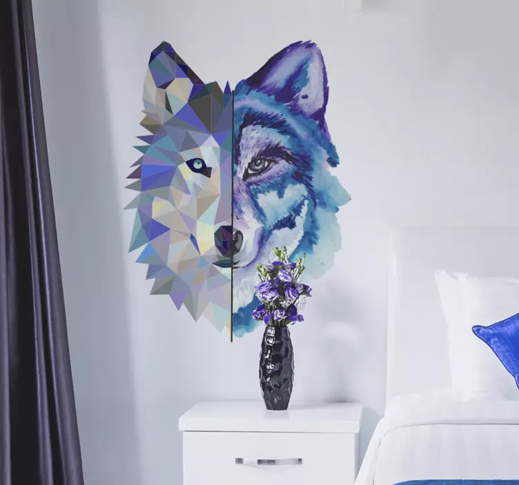 Sticker mural chambre visage de loup - TenStickers