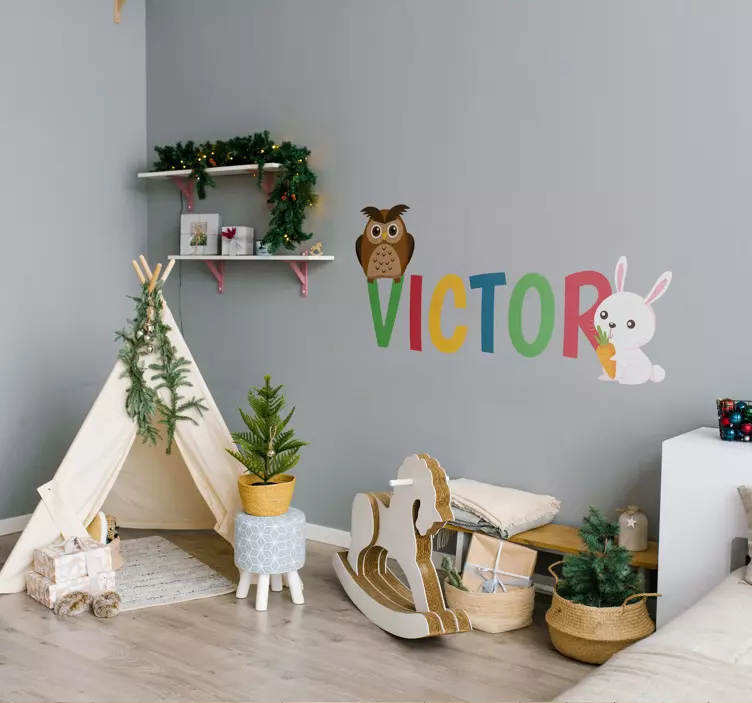 Sticker animaux avec prénom personnalisable - TenStickers