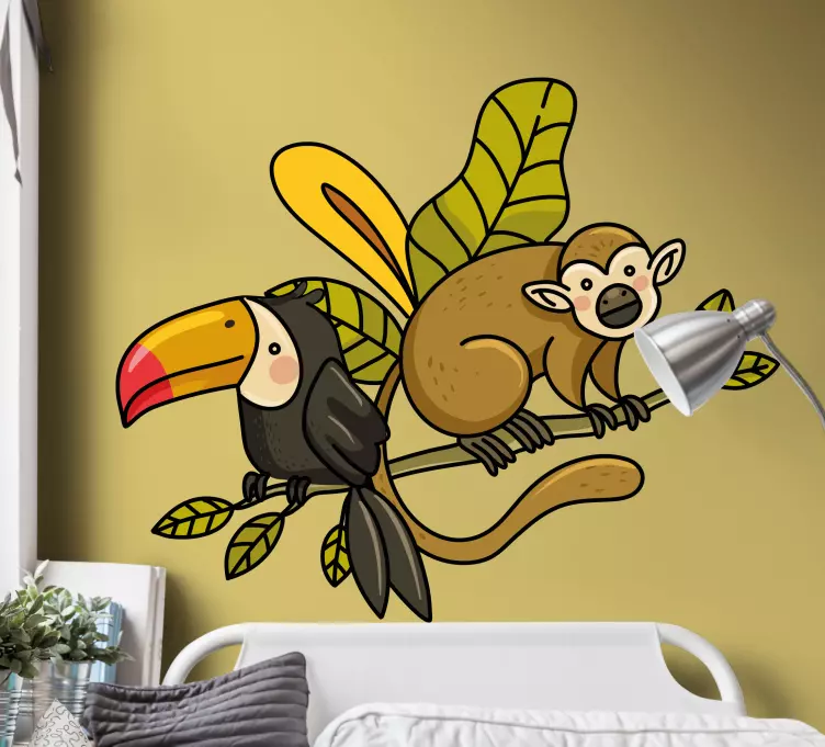 Sticker autres animaux toucan et singe - TenStickers