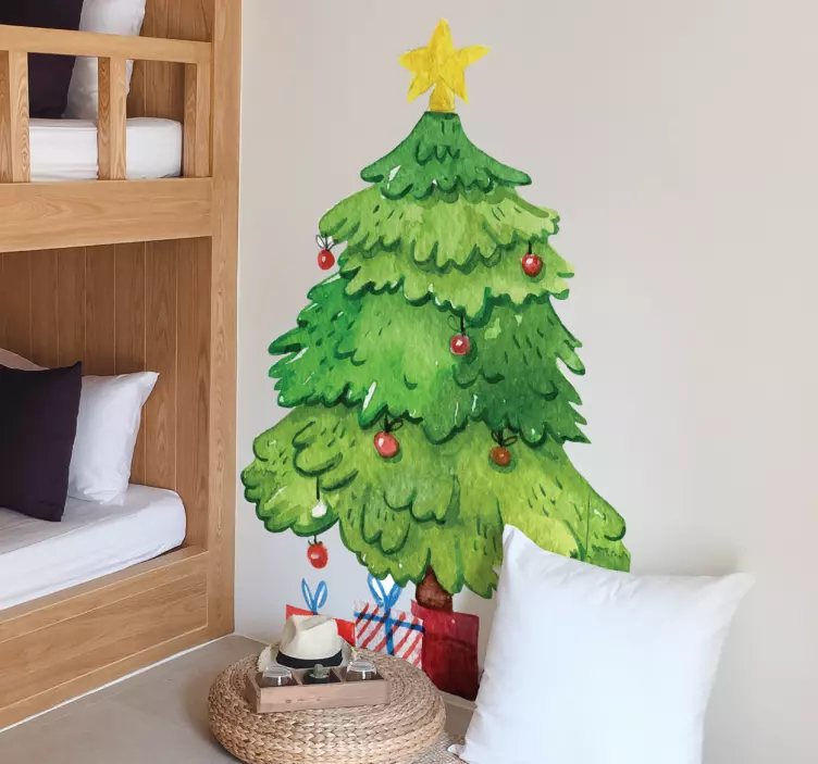 Sticker arbre de noël et cadeaux - TenStickers