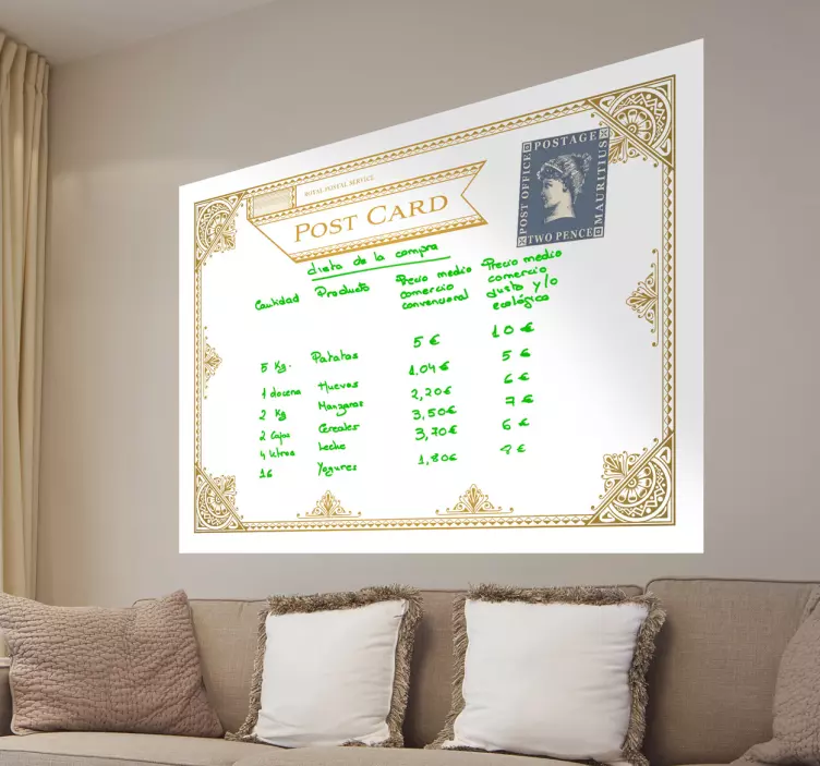 Tableau blanc adhésif carte postale royale - TenStickers