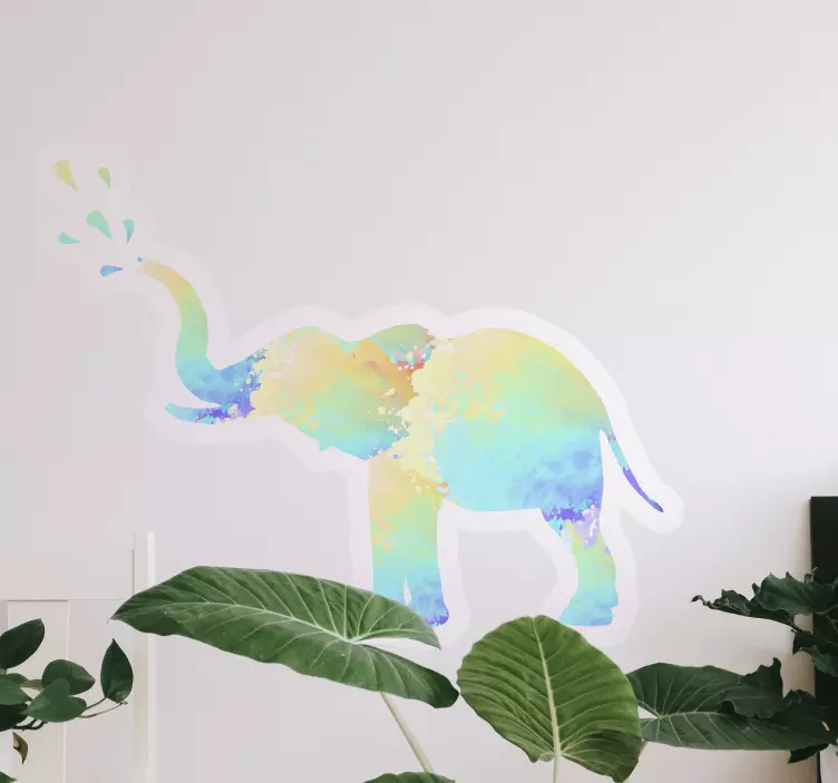 Art Stickers Deco Splash couleur éléphant pluie - TenStickers
