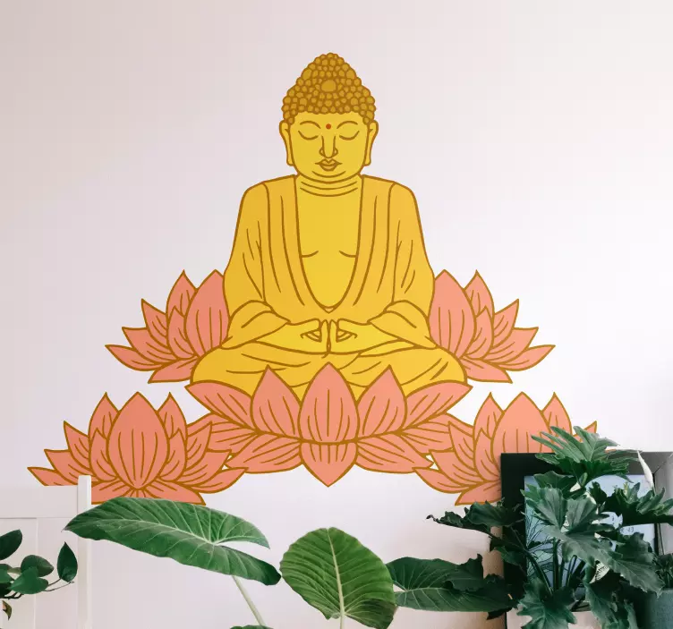 Sticker art figure de bouddha lotus - TenStickers
