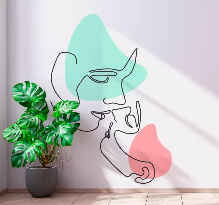 Sticker art portrait minimaliste en lignes - TenStickers