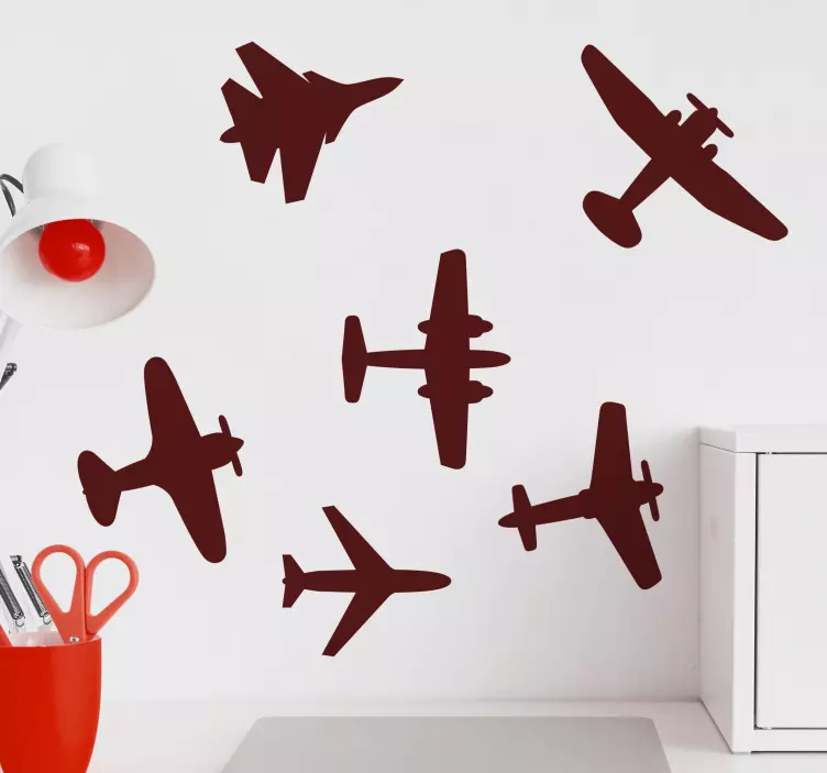 Sticker auto moto silhouettes d'avions vintage - TenStickers