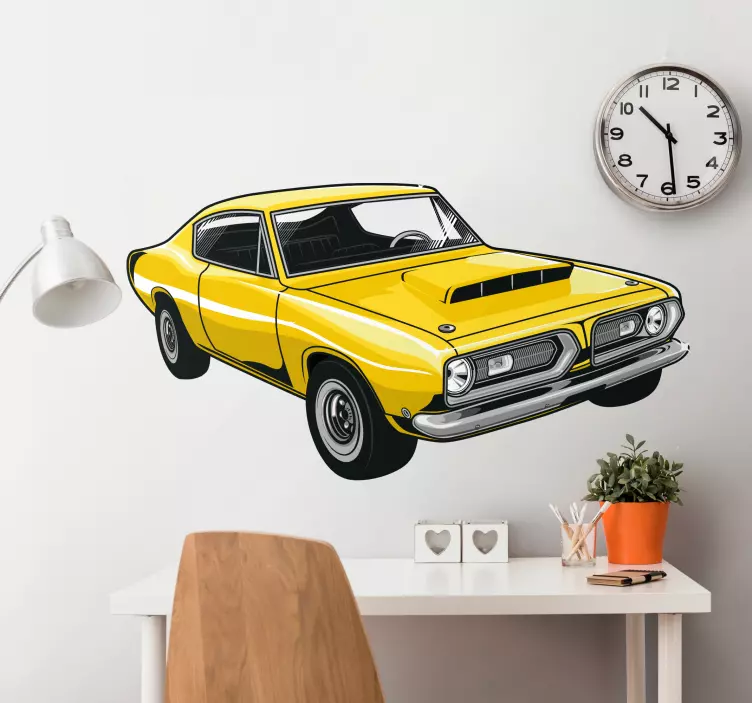 Sticker voiture jaune vintage - TenStickers