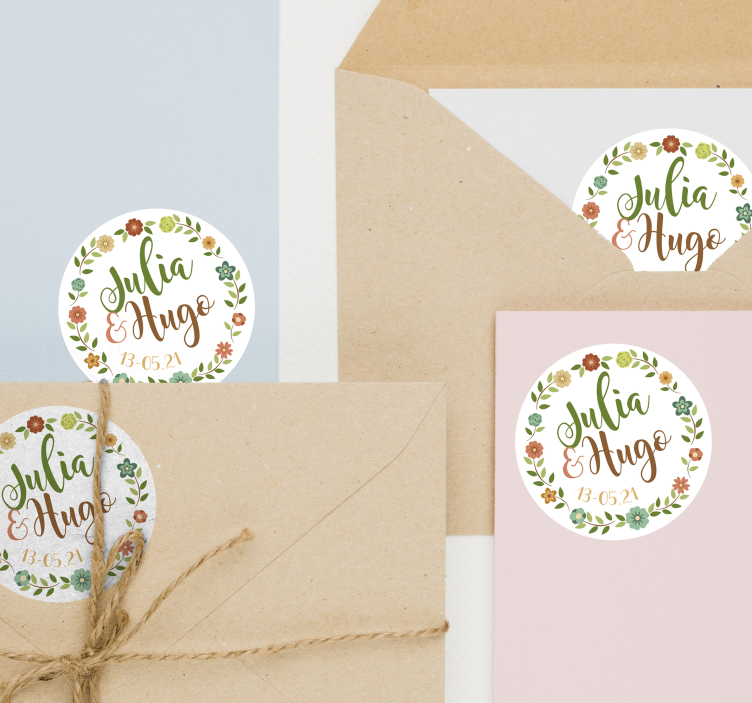 Sticker Autocollant Mariage Noms des mariés - TenStickers