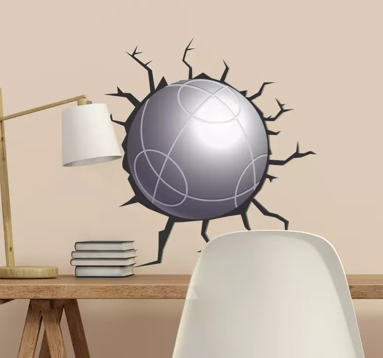 Sticker trompe-l’œil boule de pétanque - TenStickers