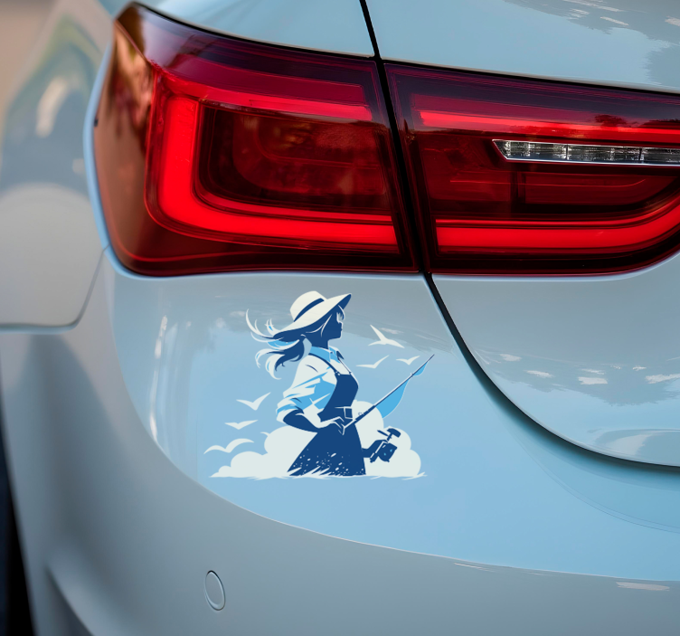 Sticker autres sports fille à la pêche - TenStickers