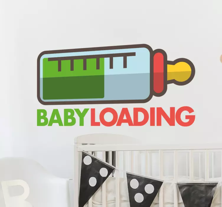 Sticker chambre bébé Baby loading avec biberon - TenStickers