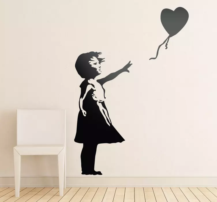 Sticker graffiti mural salon Banksy la fille au ballon - TenStickers