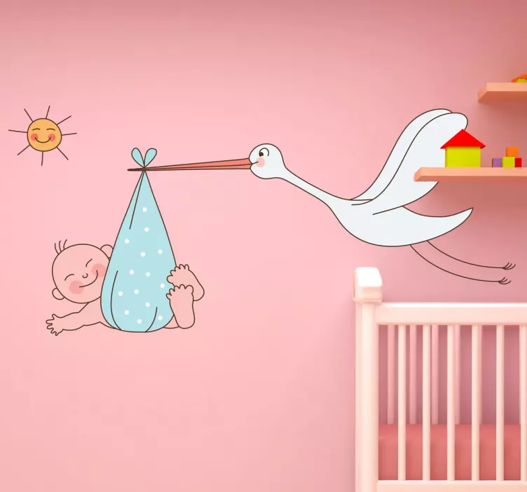 Sticker oiseaux bébé et cigogne - TenStickers