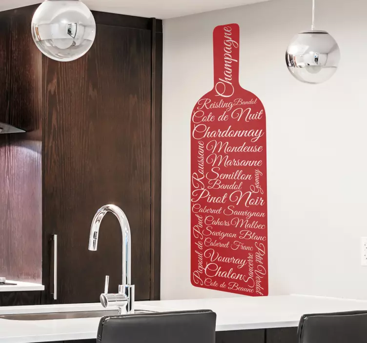Sticker salle à manger Bouteille de vin et texte - TenStickers