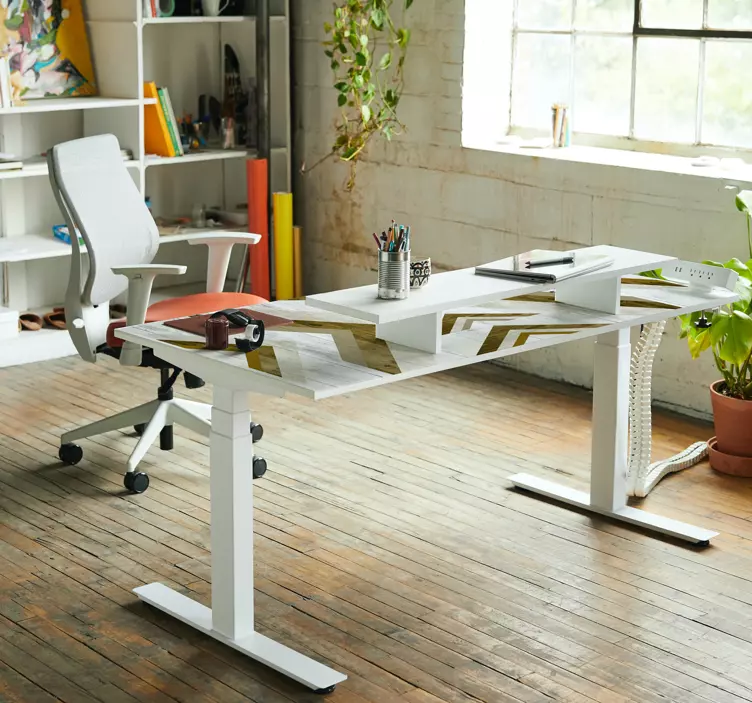 Sticker bureau chevron géométrique pour table - TenStickers