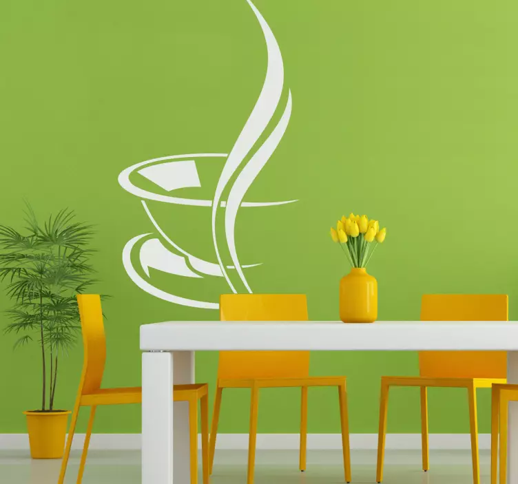 Sticker cuisine silhouette tasse de café chaud - TenStickers