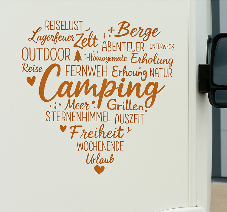 Sticker camping car camper le cœur, une bombe de mots - TenStickers
