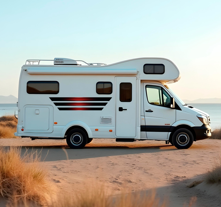 Sticker camping car rayures noires et rouges - TenStickers