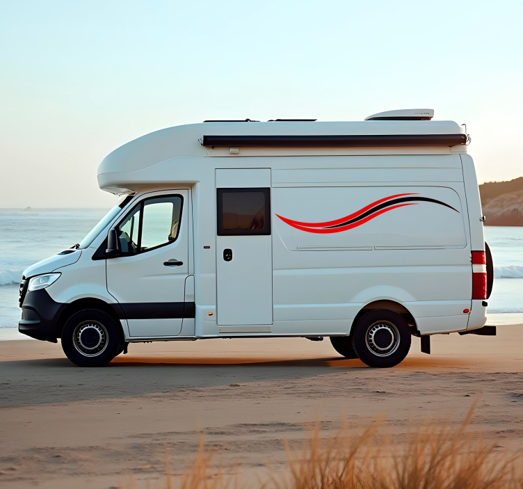 Sticker camping car rayures ondulées - TenStickers