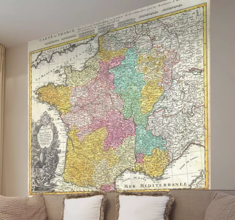 Sticker carte de la France 18eme siècle - TenStickers