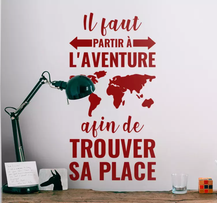 Sticker Carte du Monde Partir à l'aventure - TenStickers
