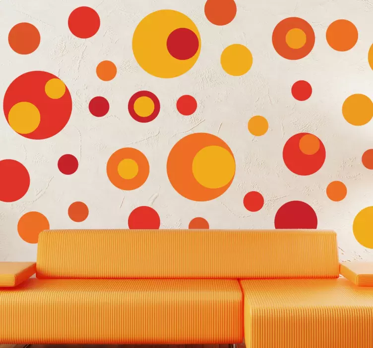 Sticker géométrique pack 45 cercles tons chauds - TenStickers