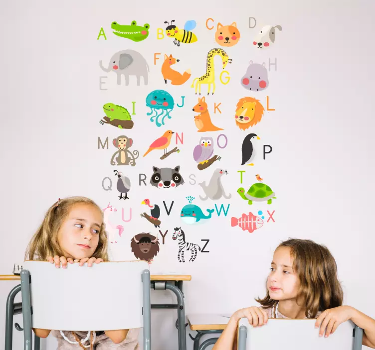 Sticker Chambre Enfant Alphabet Animal Anglais - TenStickers