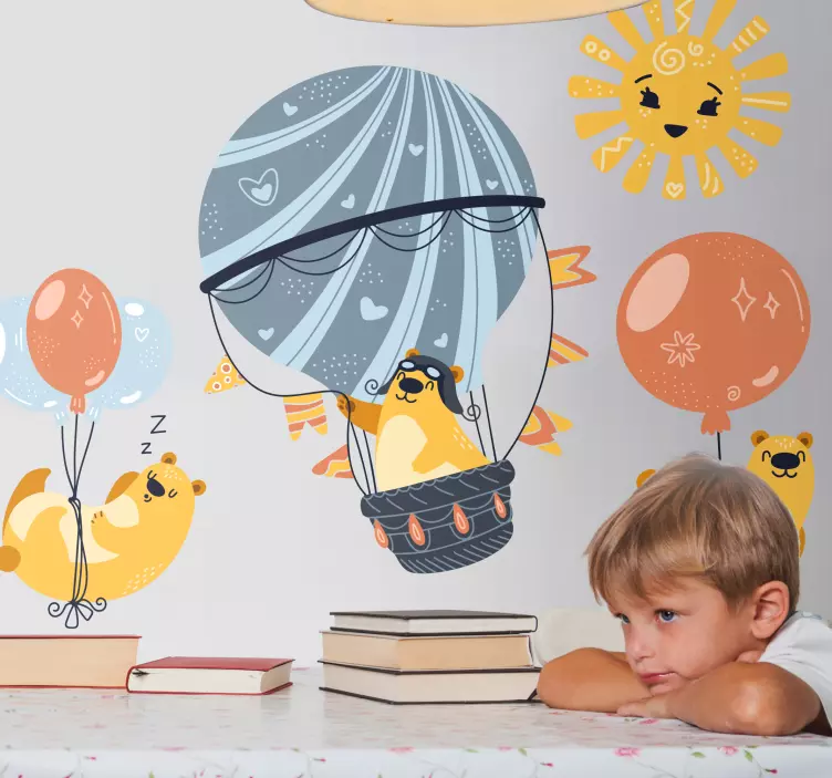 Sticker chambre enfant aventure ludique en ballon - TenStickers