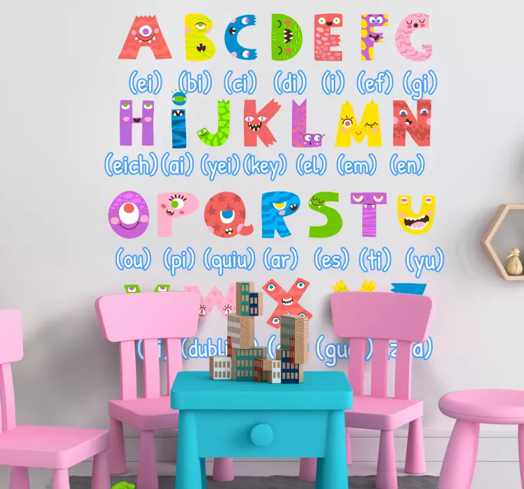 Sticker chambre enfant monstres colorés en anglais - TenStickers