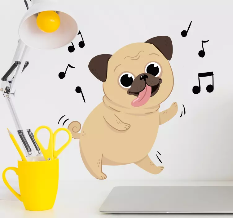 Sticker Chambre Enfant Chien Note de Musique - TenStickers