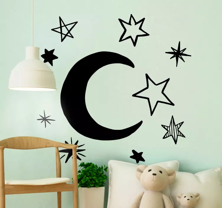Sticker chambre enfant corps célestes et luminaires - TenStickers