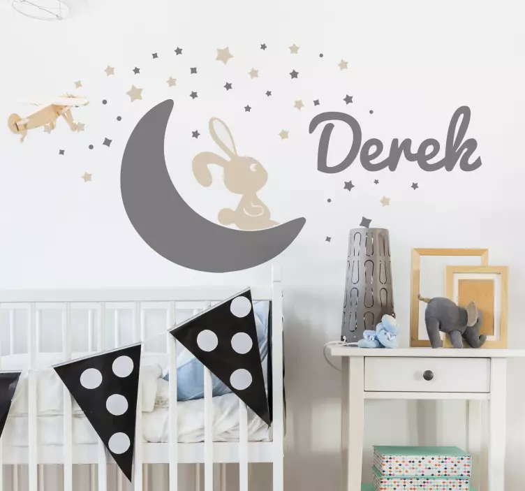 Sticker chambre enfant coutume de lapin lune - TenStickers