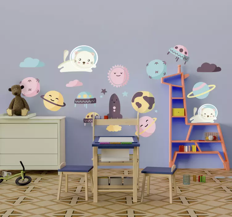 Sticker chambre enfant créatures spatiales mignonnes - TenStickers