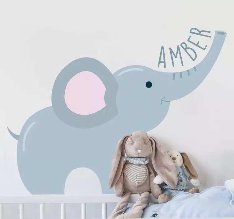 Sticker Chambre Enfant Éléphant et prénom - TenStickers