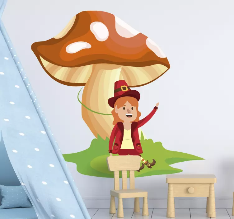 Sticker chambre enfant fille champignon fantaisiste - TenStickers