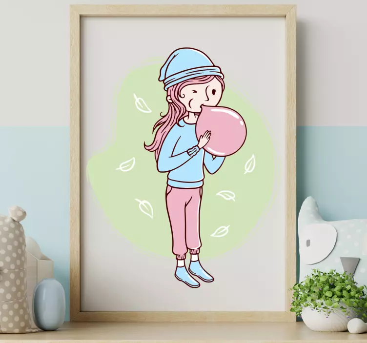 Sticker chambre enfant fille soufflant des bulles - TenStickers