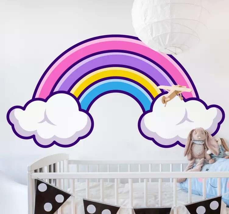 Sticker chambre enfant illustration arc-en-ciel vibrant - TenStickers
