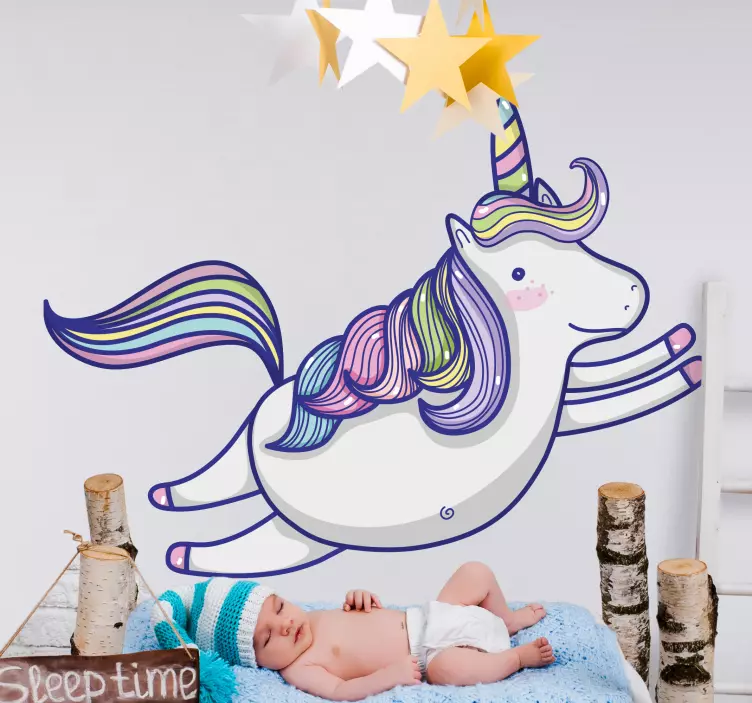 Sticker chambre enfant illustration de licorne ludique - TenStickers
