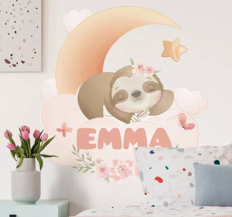 Sticker chambre enfant illustration de paresseux mignon - TenStickers