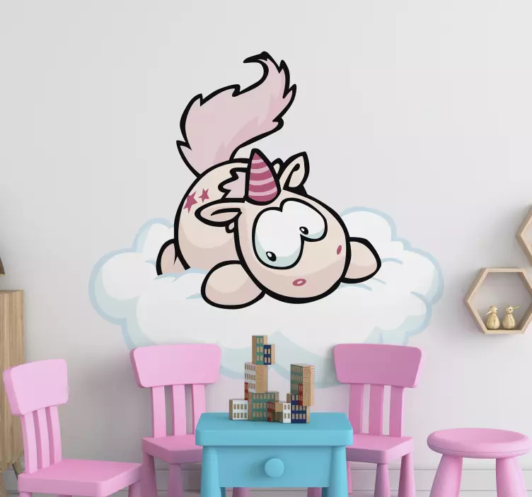 Sticker chambre enfant joli nuage de licorne - TenStickers