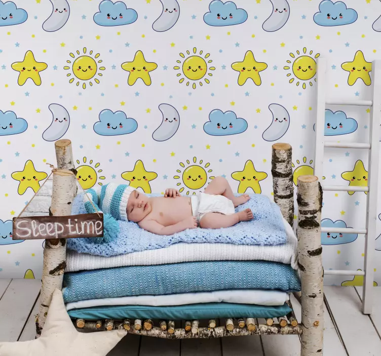 Sticker chambre enfant jolie lune endormie - TenStickers