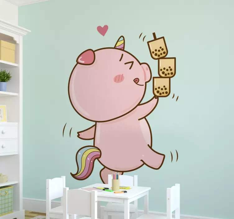 Sticker chambre enfant licorne amusante - TenStickers