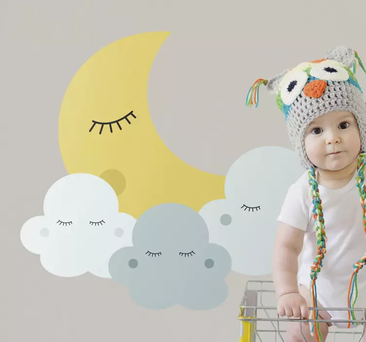 Sticker chambre enfant lune et nuages - TenStickers
