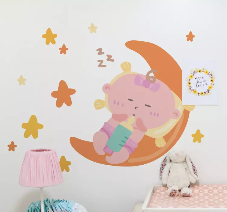 Sticker chambre enfant mignon bébé endormi - TenStickers